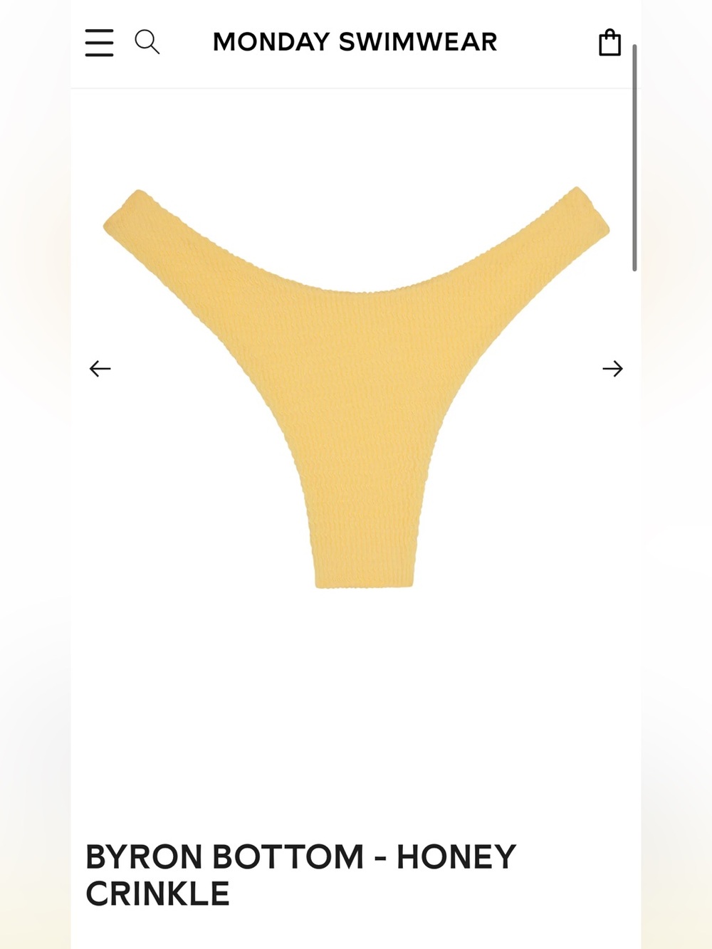 Monday Swimwear Byron Bottom Honey Crinkle Size P(XS)